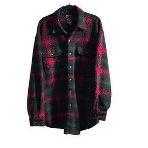 VTG McIntosh Seymour Fleece Shacket Mens XL Oregon Soccer Gear Rugby Plaid Red